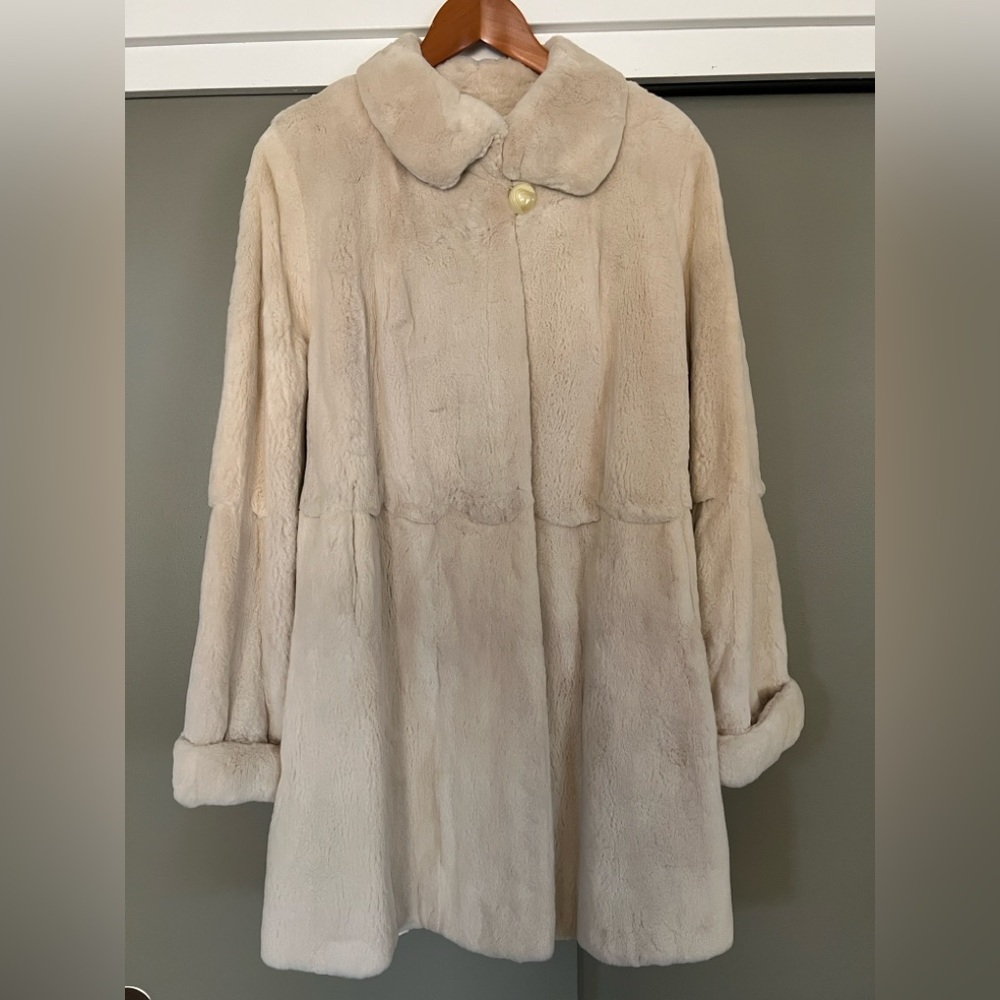 Vintage Corniche White Blonde 3/4 Mink Swing Coat White Lining Exc Con M L 10-14